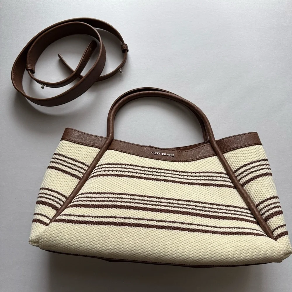 Cosy Island Brown and Cream Fly Woven Women's Purse Set - Picture 3 of 10